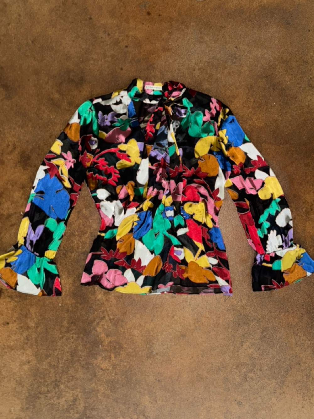 Medium Alice + Olivia Colorful Floral bow Blouse - Multi Colored